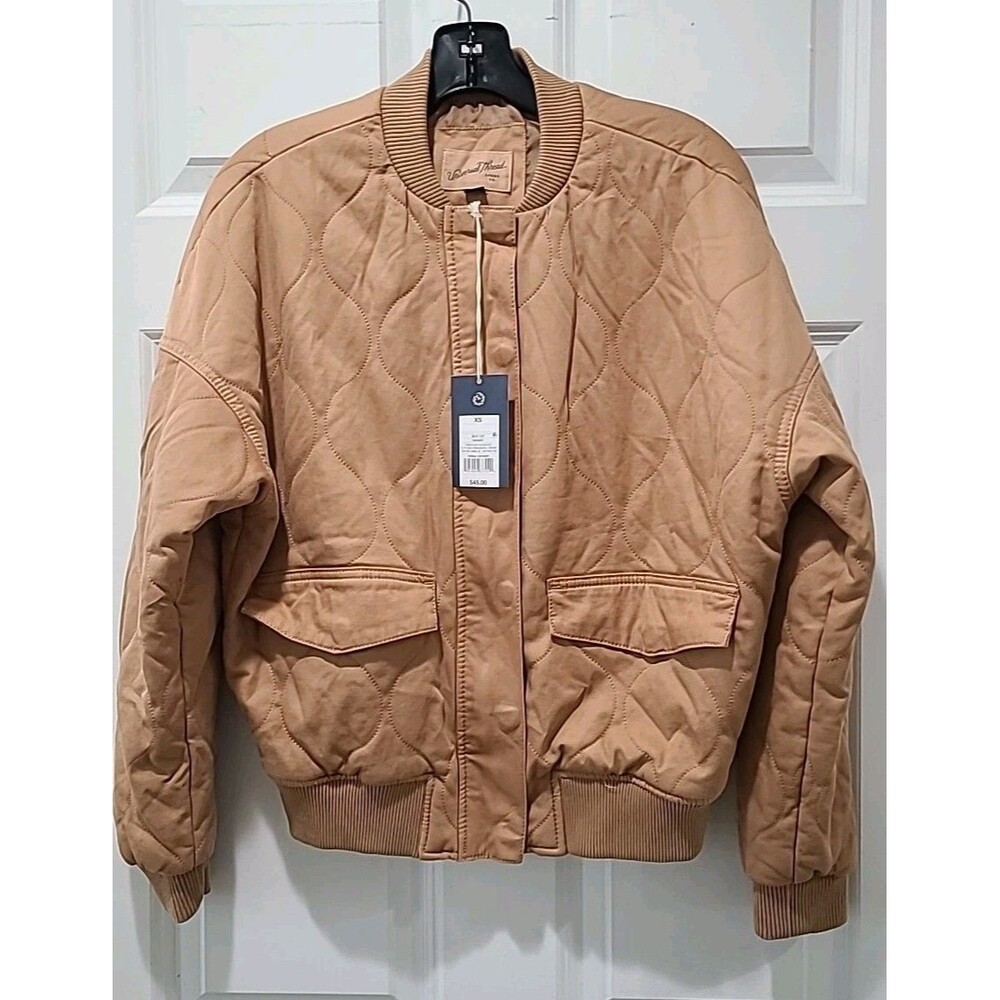 NWT Universal Thread Quilted Camel Tan Lined Brown Bomber Jacket Size XS